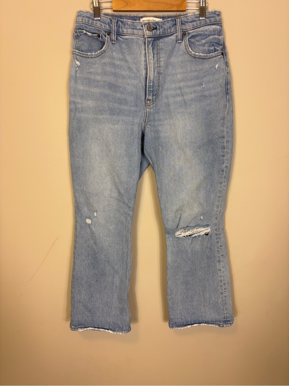 Abercrombie & Fitch Light Wash Distressed The Kick Flare Ultra Hi Rise Jeans 12